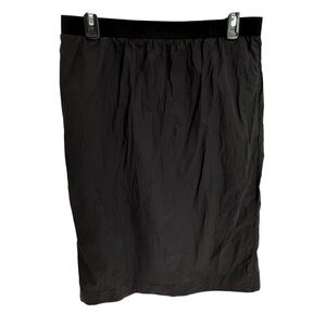 COS Midi Skirt Womens Size 12 Nylon Lightweight Black Elastic Waist Back-zip